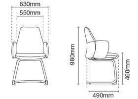 Eve Visitor/Conference Fabric Office Chair With Arm Dimension