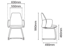 Eve Visitor/Conference Leather Office Chair With Arm Dimension